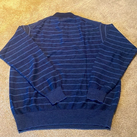 Peter Millar Made in Italy Merino Wool Quarter Zip L/S Navy Stripe Sweater XL - Picture 6 of 8